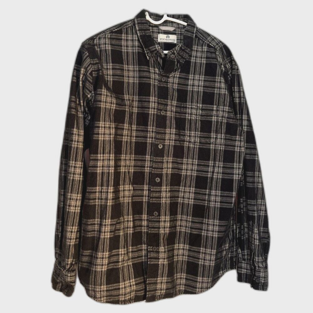 Weatherproof Vintage Black/White Plaid Corduroy Shirt SZ L